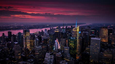 Bird's eye view of city lights during night time screenshot, york HD wallpaper | Wallpaper Flare