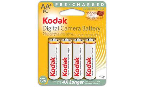 Kodak "AA" NiMH Rechargeable Batteries Four pre-charged batteries at ...