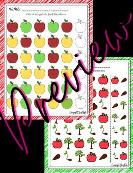 Apple Patterns Worksheets - FREEBIE by JenNigh | TPT