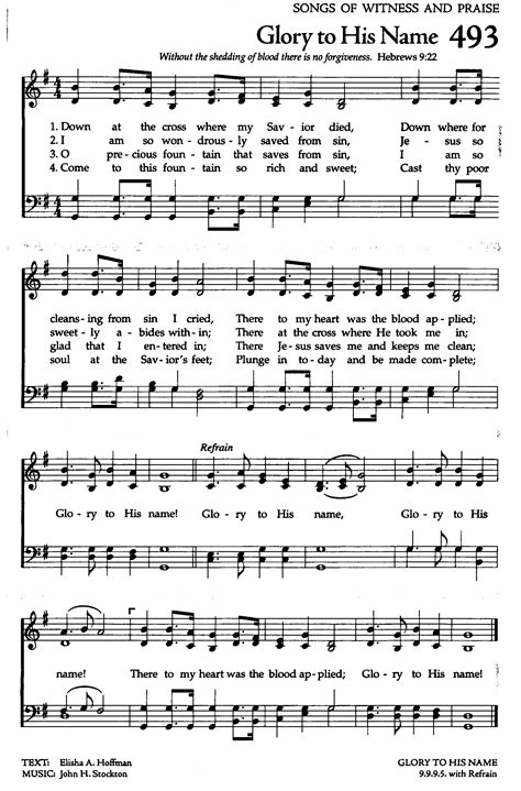 Glory to His Name. high (1673×2540) | Praise songs, Hymns lyrics, Hymn music