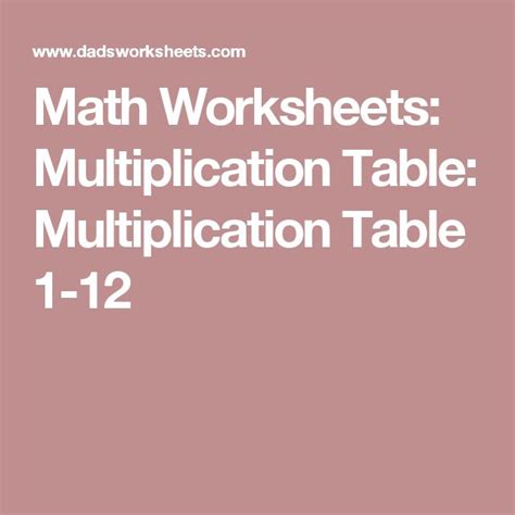 Math Worksheets: Multiplication Table: Multiplication Table 1-12 | Math worksheets ...