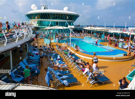 Poolside Activities aboard the cruise ship Royal Caribbean Rhapsody of the Seas at sea in the ...