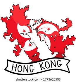 Hong Kong Flag Map Border Outline Stock Illustration 1773628508 | Shutterstock