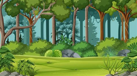 Jungle scene with various forest trees 2600238 Vector Art at Vecteezy