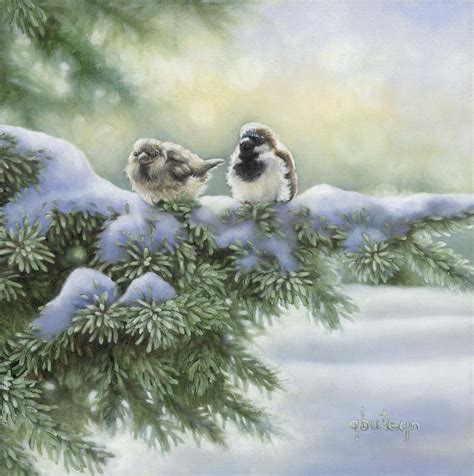 Winter Sparrows Painting by Gerri Buteyn