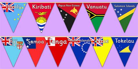 The Pacific Islands Flags Display Bunting (profesor hizo)