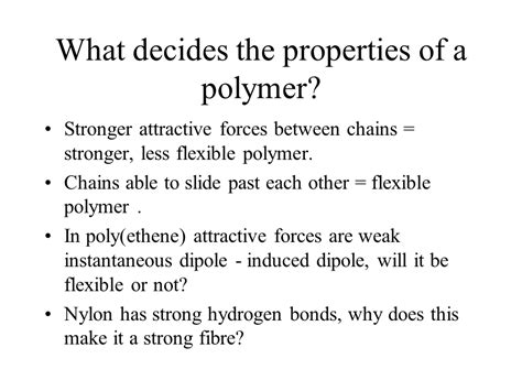 The Structure and Properties of Polymers - Presentation Chemistry