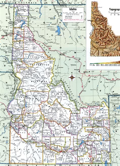 Boundary County Idaho Mapa Polityczna Physische Karte Vector Map 21952 ...