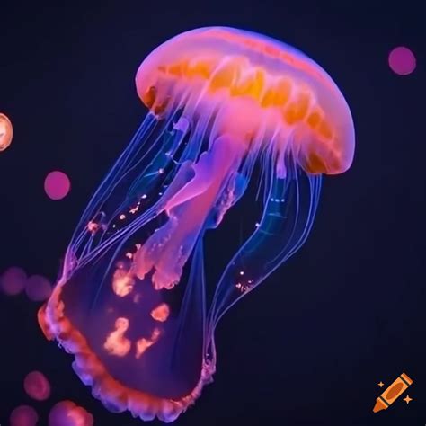 Colorful jellyfish in the night sky on Craiyon