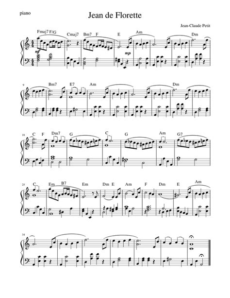 Jean de Florette sheet music for Piano download free in PDF or MIDI