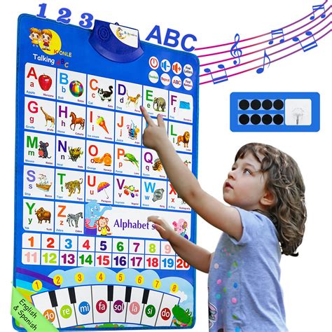 Buy Bilingual Learning Toys for Toddlers Kids: Electronic Interactive Alphabet Wall Chart ...