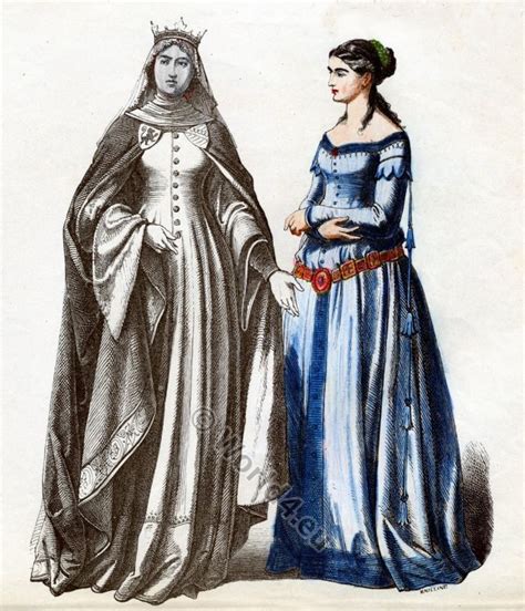 Medieval gothic costumes. German princess and maid of honor | Middle ...