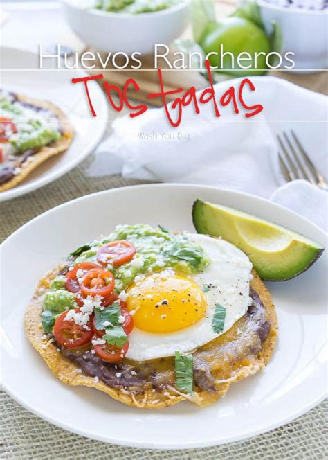 Huevos Rancheros Breakfast Tostadas with Avocado Salsa Verde - I Wash You Dry