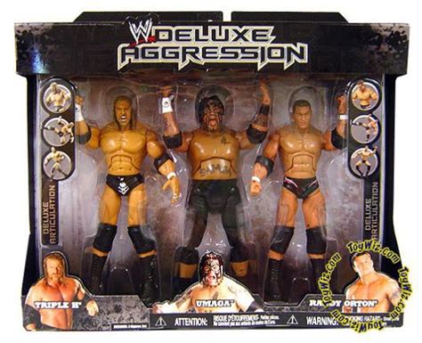 WWE Wrestling Deluxe Aggression Randy Orton, Triple H Umaga Exclusive Action Figure 3-Pack Jakks ...