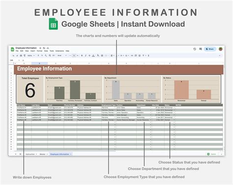 Google Sheets - Employee Information - Earthy – kjunstudio