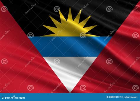 Antigua and Barbuda Flag with Fabric Texture, Official Colors, 3D ...