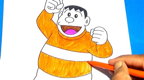Doraemon Jiyan Drawing Color pages for kids With Marker Colors 2018 - YouTube