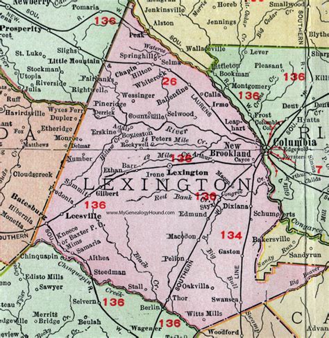 Lexington County, South Carolina, 1911, Map, Rand McNally, City of ...