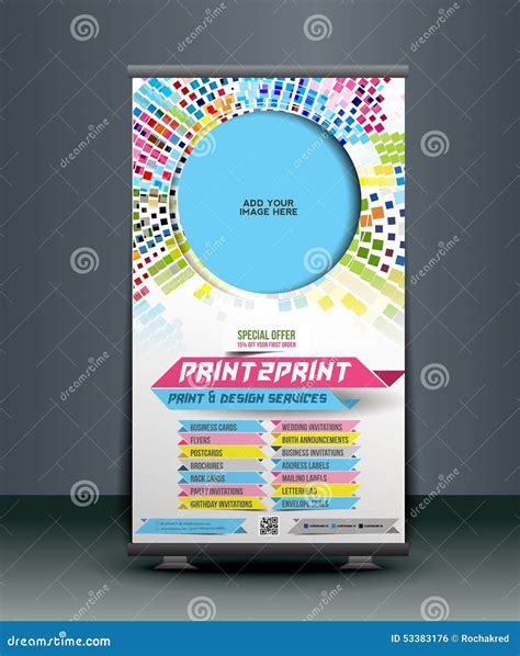 Print Shop Roll Up Banner Stock Vector - Image: 53383176