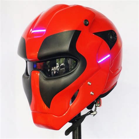 CUSTOM RED BLACK DEADPOOL HELMET CASCO MOTORCYCLE ABS AUTO COSPLAY BIKE ...