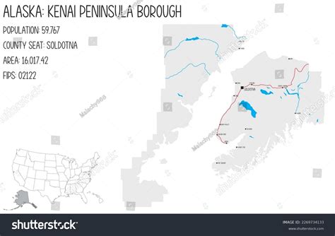 Large Detailed Map Kenai Peninsula Borough Stock Vector (Royalty Free) 2269734133 | Shutterstock