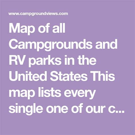 Map of all Campgrounds and RV parks in the United States This map lists ...