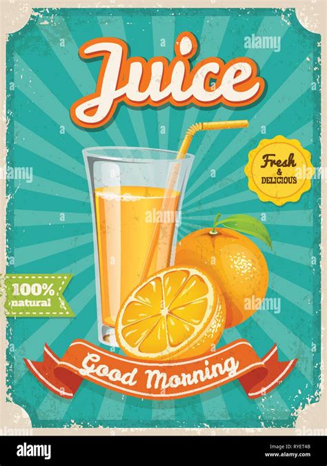 Vector orange juice poster in vintage style with typography elements Stock Vector Image & Art ...