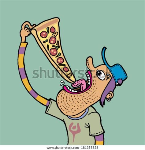 Teenage Boy Eating Pizza Stock Vector (Royalty Free) 181355828 ...