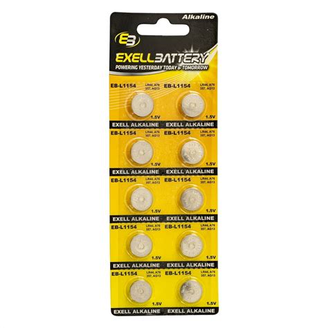 10pk Exell EB-L1154 Alkaline 1.5V Watch Battery Replaces AG13 357 LR44 ...