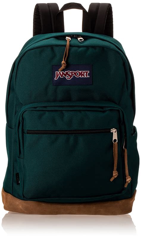 JanSport Right Pack Backpack - Travel, Work, or Laptop Bookbag with Leather Bottom, Deep Juniper ...