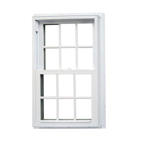 American Craftsman 37.75 in. x 56.75 in. 3000 Series Double Hung Fin Vinyl Window with Grille ...