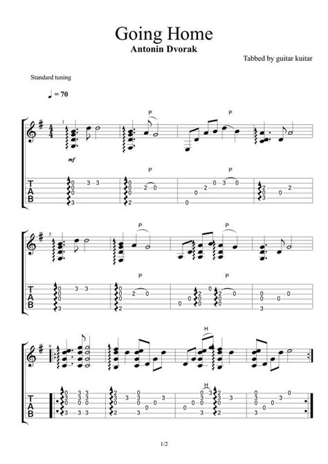 guitar kuitar > Antonin Dvorak - Going Home (Guitar TAB)