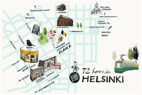 Illustrated map of design district in Helsinki on Behance