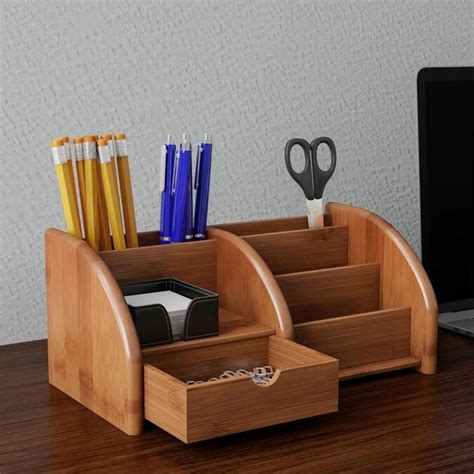 Hastings Home Hastings Home Bamboo Desk Organizer- 5 Compartment Tray ...