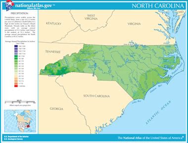 Map of North Carolina Lakes, Streams and Rivers