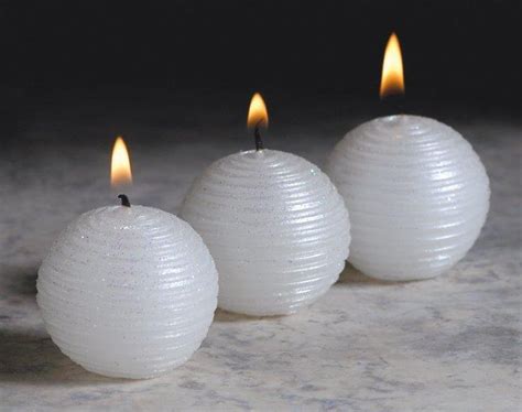 1.5" White Ball Candles, Set of 12