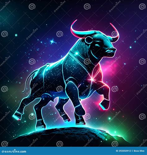 Zodiac Sign of the Bull. Vector Illustration in Neon Style Stock ...