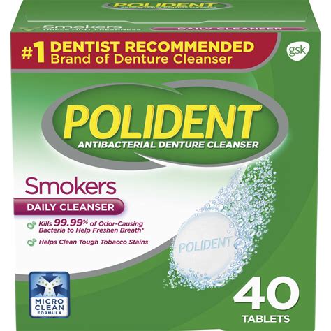 Polident Smokers Antibacterial Denture Cleanser Effervescent Tablets, 40 count - Walmart.com