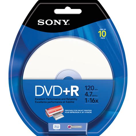 Sony DVD+R Recordable Inkjet Printable DVD Blister 10DPR47RBP4