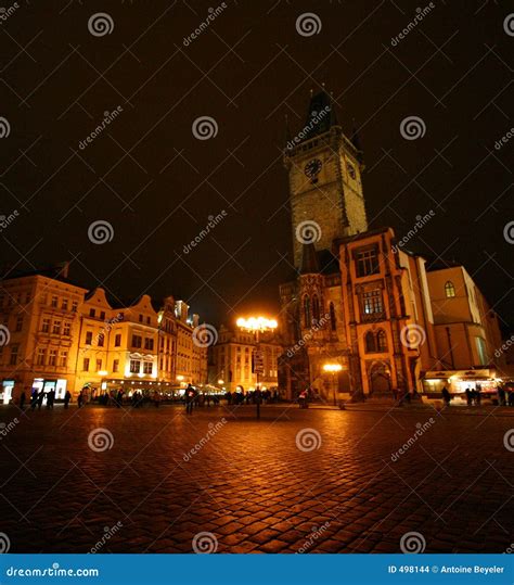 Old Town Square by night stock photo. Image of building - 498144