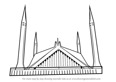 How to Draw Shah Faisal Mosque (Islam) Step by Step | DrawingTutorials101.com