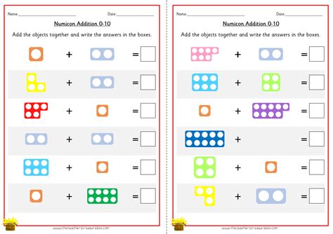 Numicon Addition Worksheet 0-10