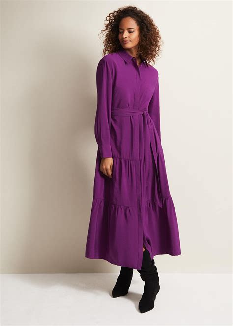 Purple Shirt Midaxi Dress with Tiered Skirt | Phase Eight | Phase Eight ...