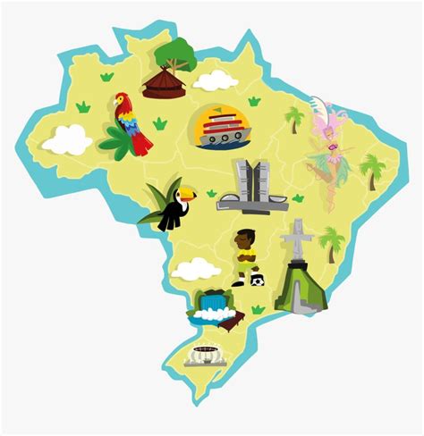 an illustrated map of brazil with all the major tourist attractions on ...