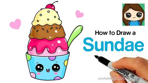 How to Draw an Ice Cream Sundae Easy and Cute - YouTube