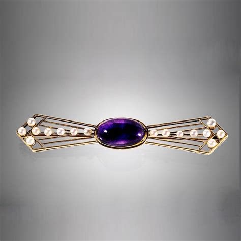 Antique Art Deco Pearl + Amethyst Brooch | Art Deco Shop