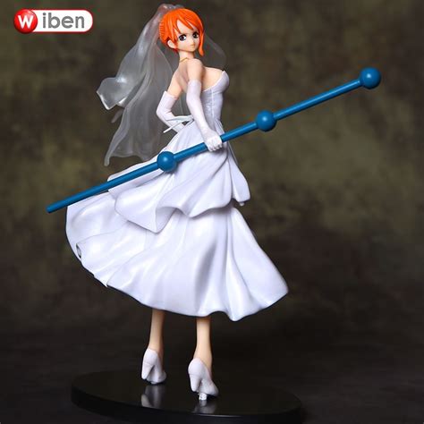 16cm Japanese Anime Cartoon One Piece Nami Wedding Dress PVC Action Figure Collection Model Toy ...