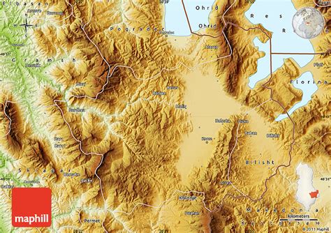 Physical Map of Korçë