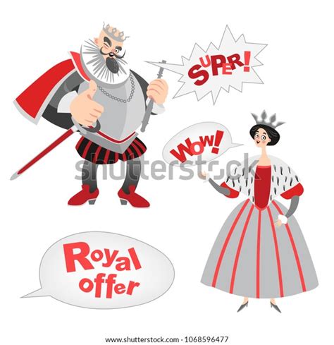 Vector Illustrations Funny Cartoon King Queen Stock Vector (Royalty ...