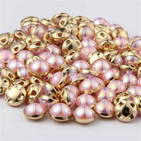 50pcs Pink 8mm DIY Sewing Round Pearl Button Clothing Accessories Fit ...